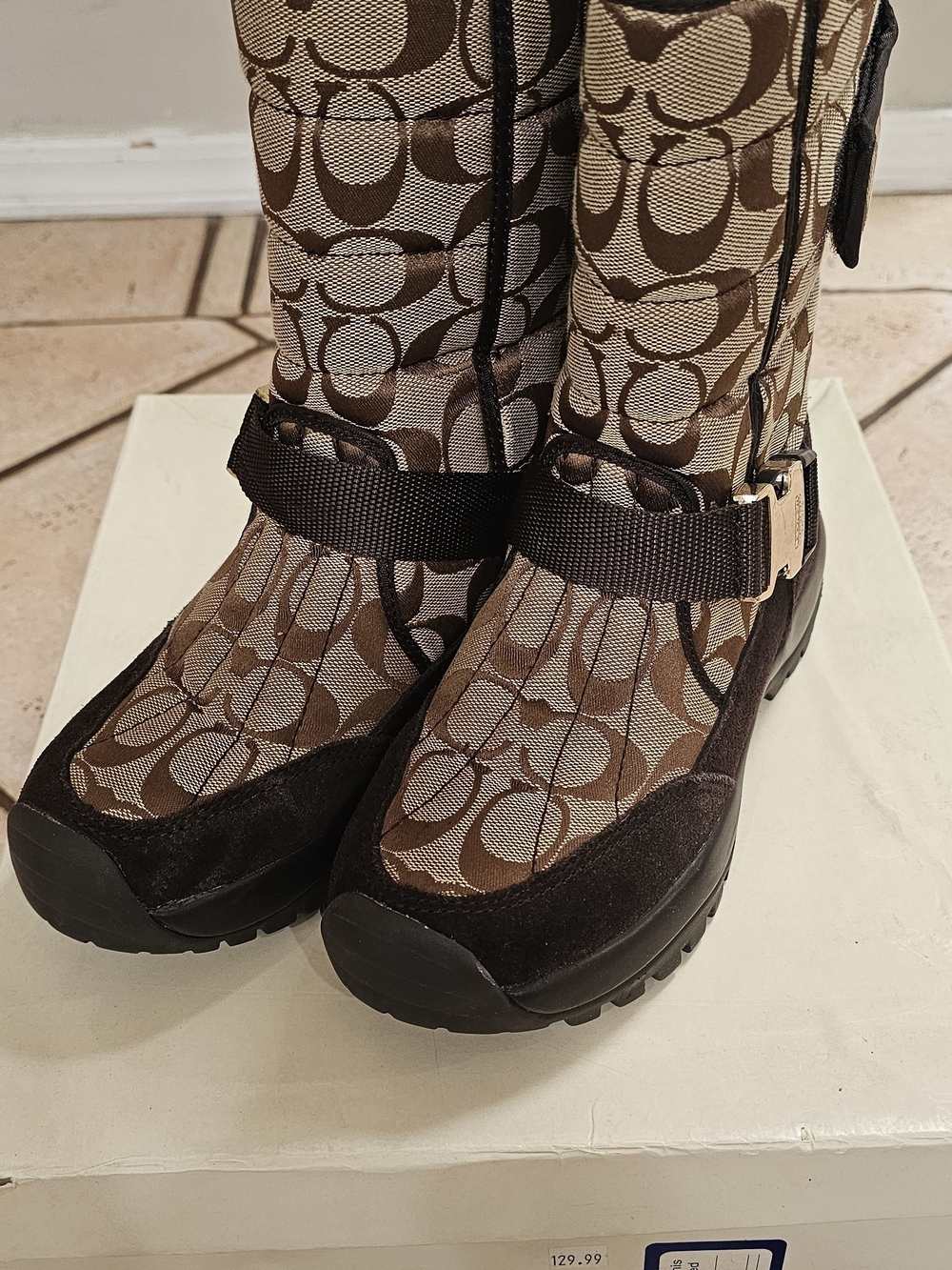 Coach Brown Signature Monogram Winter Boots